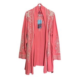 Johnny Was LA Coral Embroidered Cardigan NWT Size 2X Long Sleeve